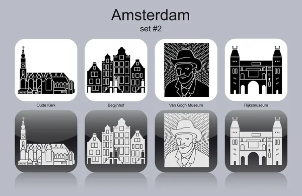 Iconos de Amsterdam — Vector de stock