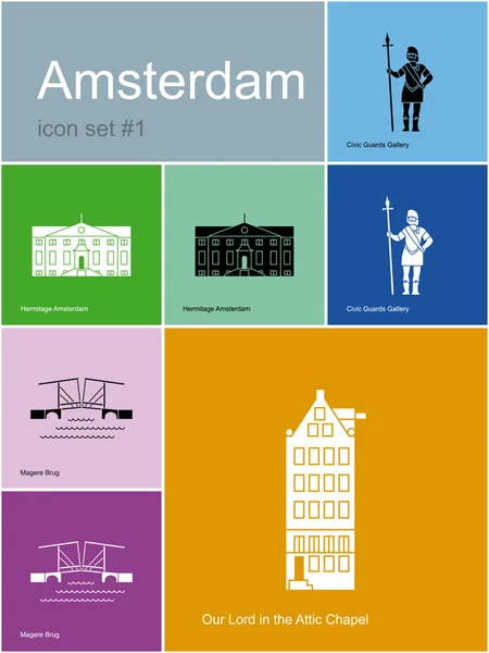 Pictogrammen van amsterdam — Stockvector