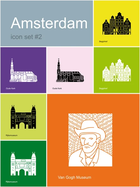 Iconos de Amsterdam — Vector de stock