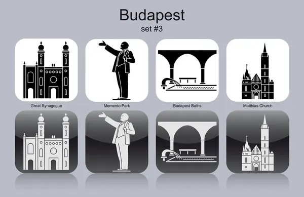 Iconos de Budapest — Vector de stock