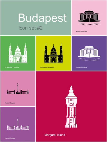 Icônes de Budapest — Image vectorielle