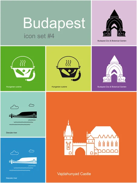 Iconos de Budapest — Archivo Imágenes Vectoriales