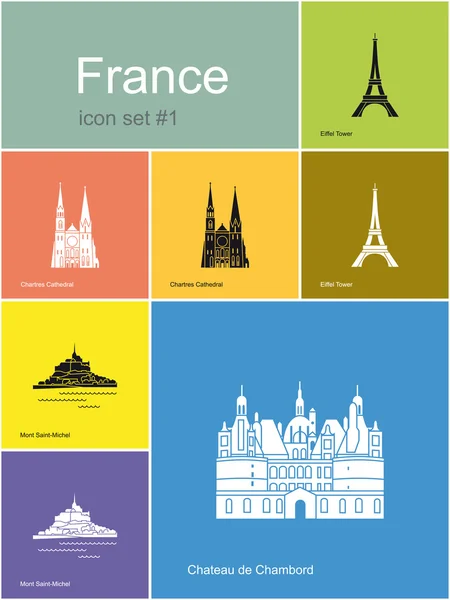 Icons of France — Stock Vector