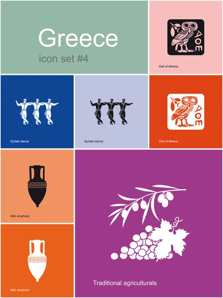 Iconos de Grecia — Vector de stock