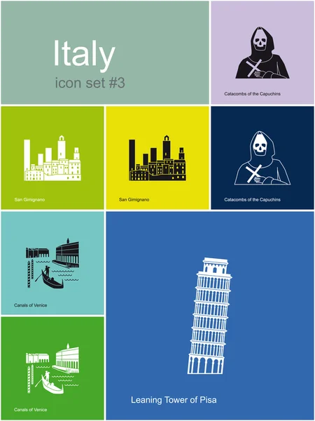 Iconos de Italia — Archivo Imágenes Vectoriales