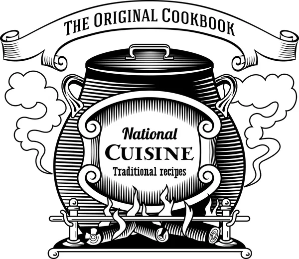 Etiqueta cocina tradicional — Vector de stock