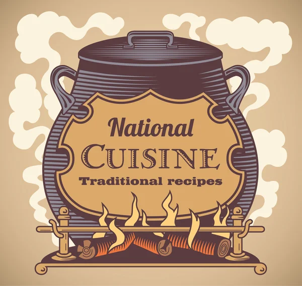Etikett traditionelle Küche — Stockvektor
