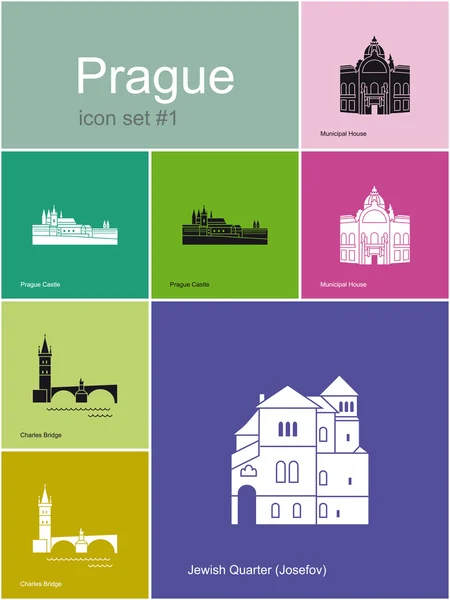 Iconos de Praga — Archivo Imágenes Vectoriales