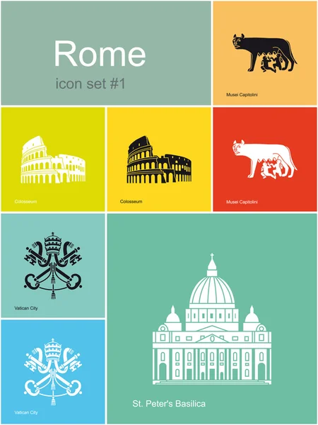 Icons of Rome — Stock Vector