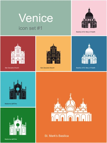 Icons of Venice — Stock Vector