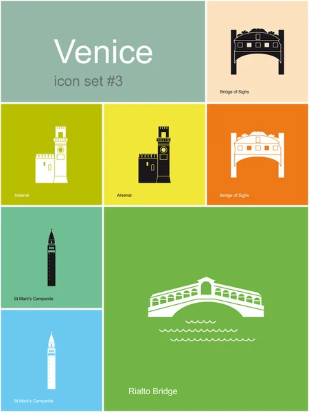 Icônes de Venise — Image vectorielle