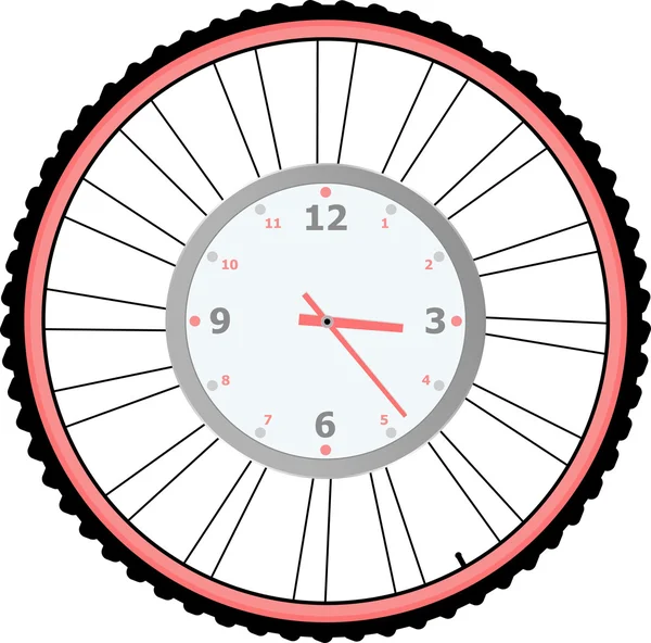 Horloge sur roue de vélo isolée sur vecteur blanc — Image vectorielle