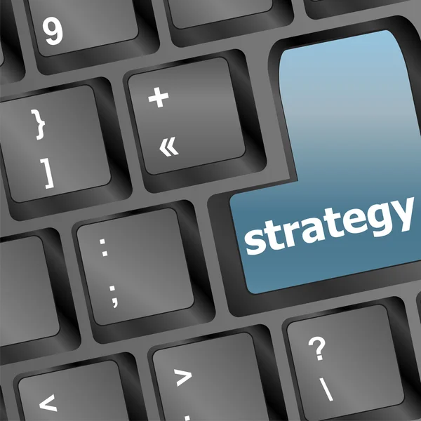 Símbolo de texto de estrategia en teclado - concepto de negocio — Vector de stock