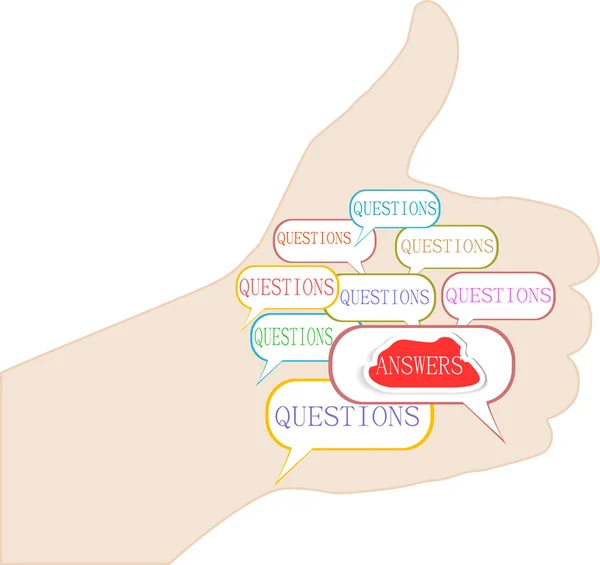 Human hand with question concept of an answer to a question — Stock Vector