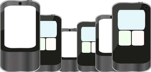 Téléphones intelligents réglés isolés sur fond blanc — Image vectorielle