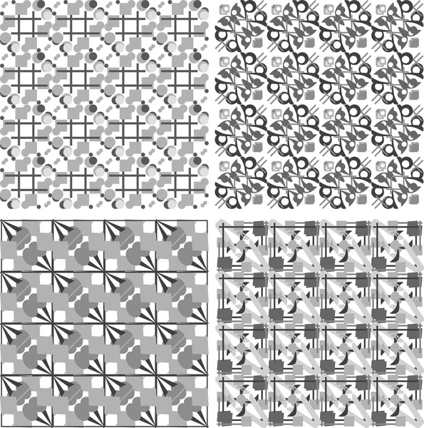 Set med svarta och vita geometriska seamless mönster. vektor — Stock vektor