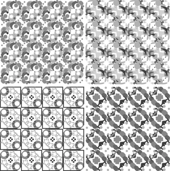흑백의 기하학적 완벽 한 패턴의 집합입니다. 벡터 — 스톡 벡터