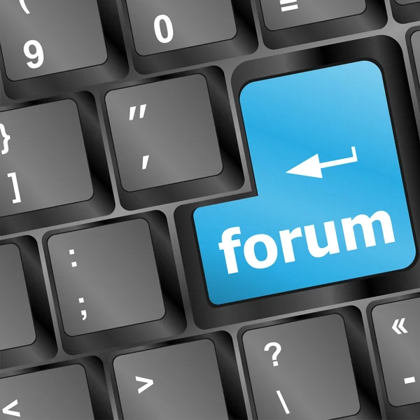 Bilgisayar klavye - mavi anahtar forum, Internet kavramı — Stok Vektör
