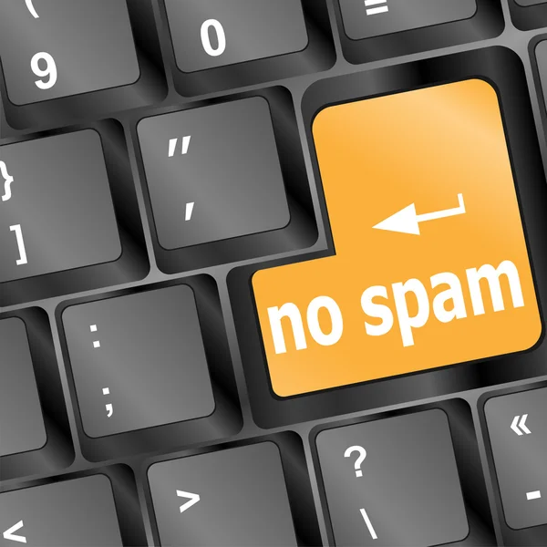 Hayır spam klavye anahtar - iş kavramı — Stok Vektör