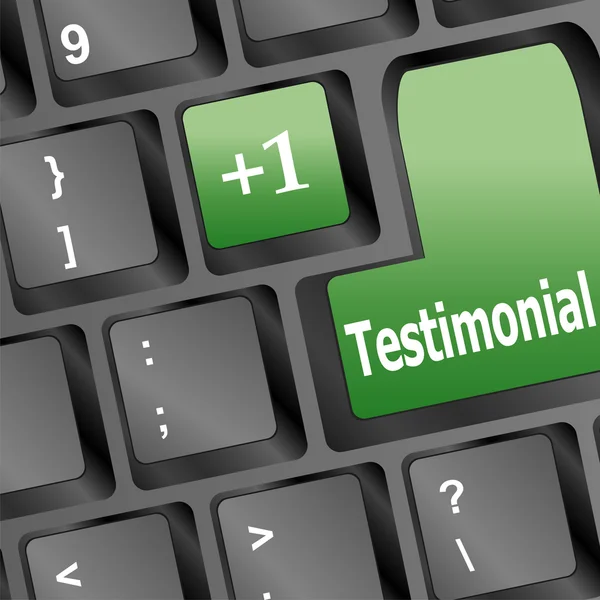 Testimonials computer key shows recommendations — Stock Vector