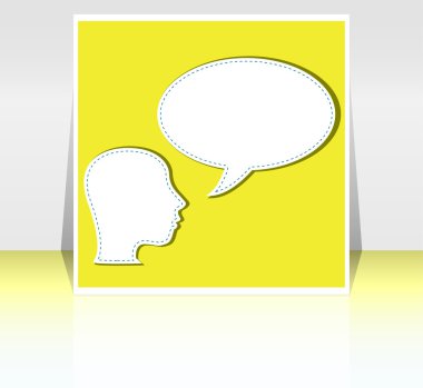 Orta yetişkin iş adamı konuşmada boş konuşma balonu - arka plan