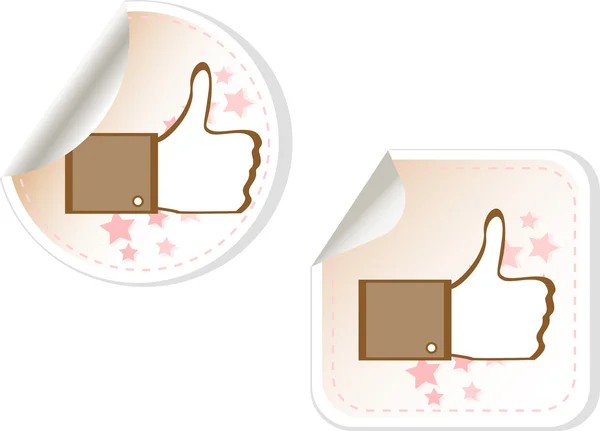 Thumbs up button - like button stickers set — Stock Vector