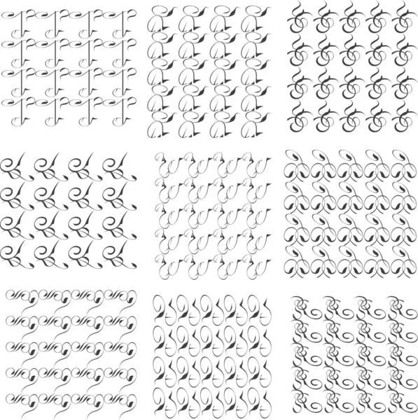 Set of monochrome geometric seamless patterns. Vector — Stock Vector