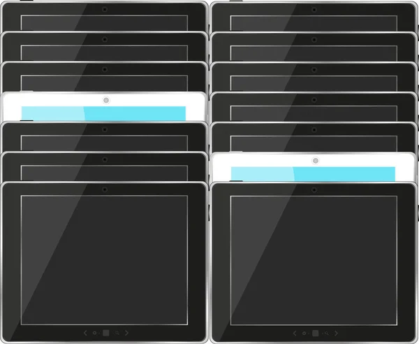 Zestaw czarny i niebieski ekran komputera typu Tablet — Wektor stockowy