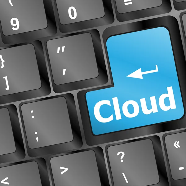 Tangentbord med cloud computing knappen — Stock vektor