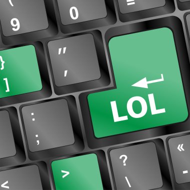 lol söyleyerek üzerinde siyah klavye tuşları