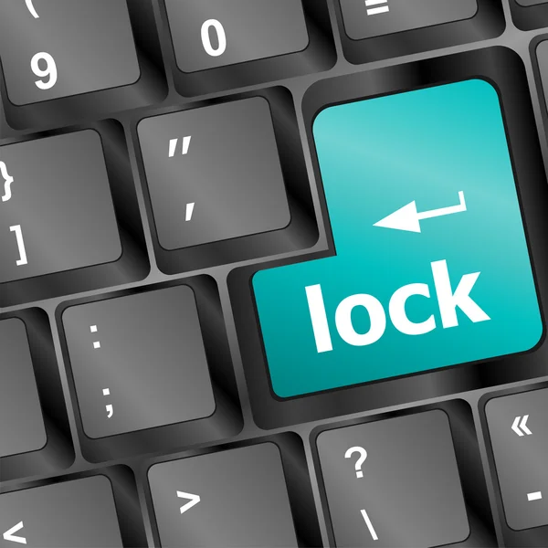 Blokada napisane na biało niebieski komputera kluczy — Zdjęcie stockowe