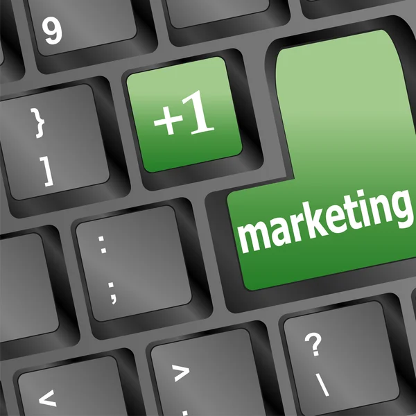 Groene marketing knop op het toetsenbord — Stockfoto