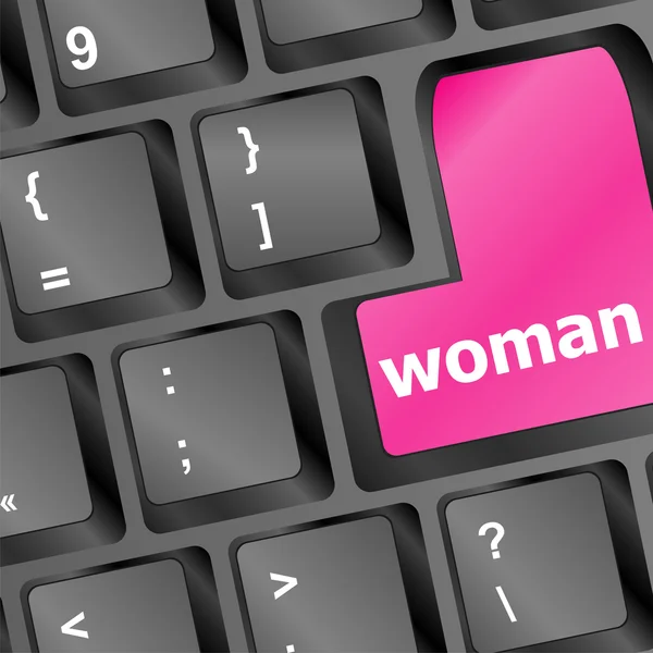 Vrouw woord op toetsenbord knop — Stockfoto