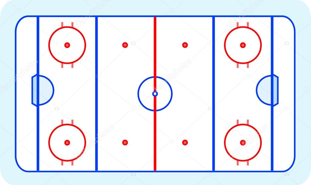 Stylized ice hockey ground with all lines on white background