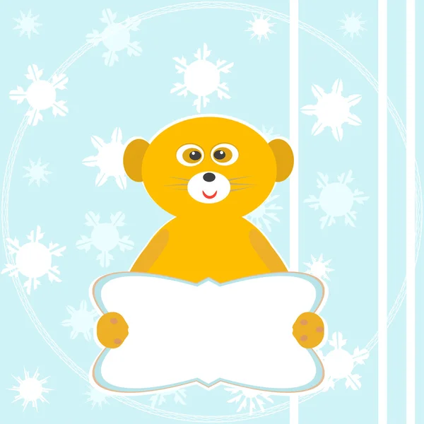 Lindo lémur sonrisa con vacío en blanco. tarjeta de invierno —  Fotos de Stock