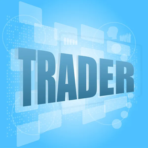 Words trader on digital screen, business concept — Stock Photo, Image