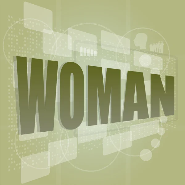 Words woman on digital screen, social concept — Stock Photo, Image