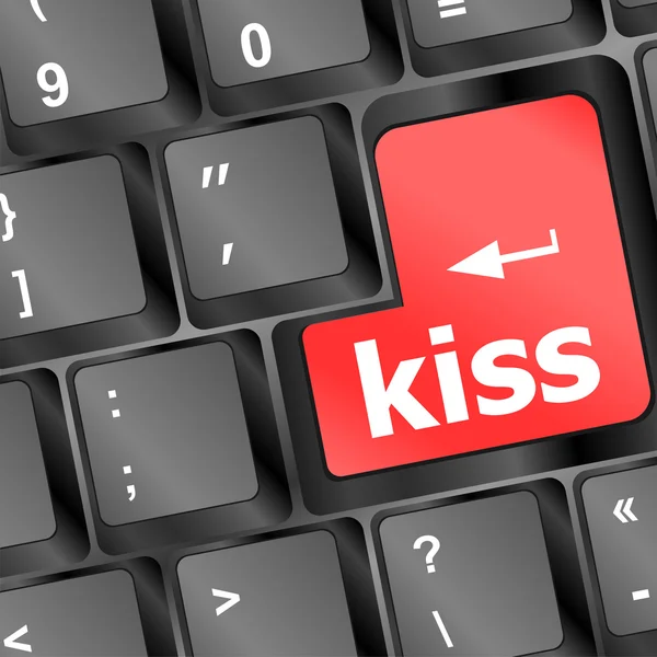 Kiss red button word on black keyboard — Stock Photo, Image