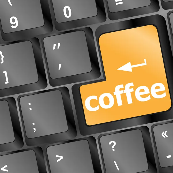Bilgisayar klavye ile kahve molası düğme — Stok fotoğraf