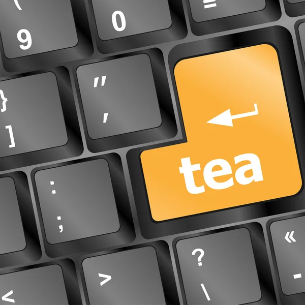 Computer keyboard with tea break button — Stock Photo, Image