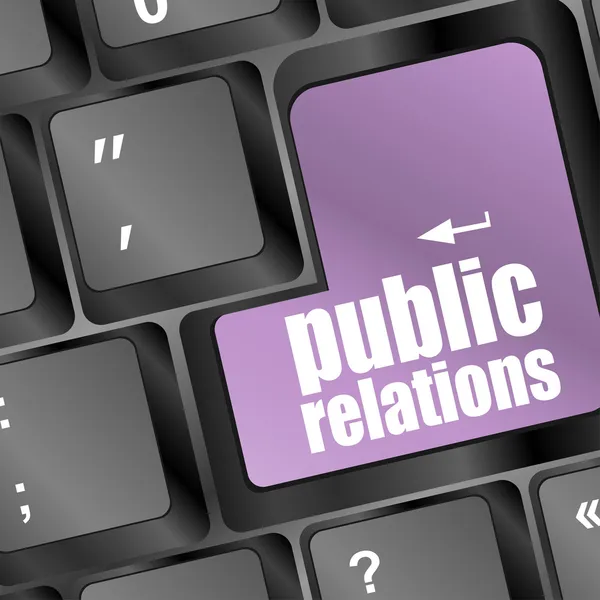 Clavier d'ordinateur avec bouton pr relations publiques — Photo