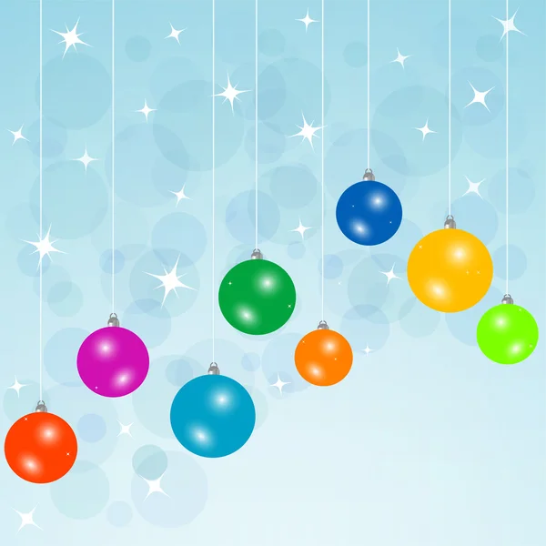 クリスマス ボールと青のカード — ストック写真