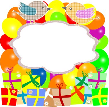 tatil kış kart kuş ve hediye kutusu