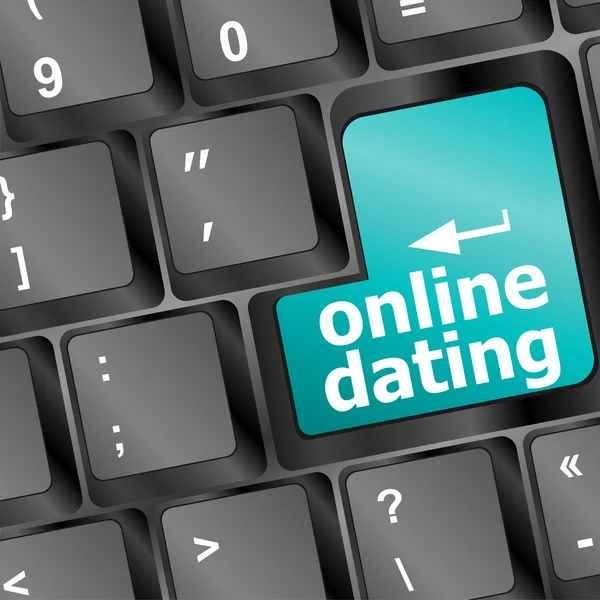 Online dating button on computer keyboard showing love concept — Stock Photo, Image