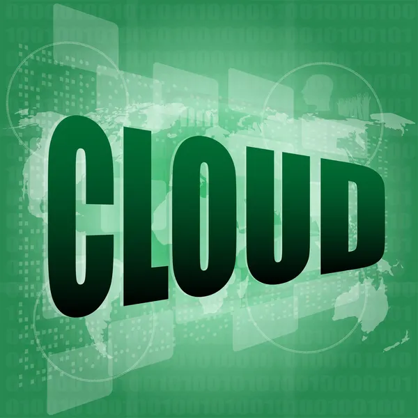Finans arka plan bulut kelime ile dijital ekran — Stok fotoğraf