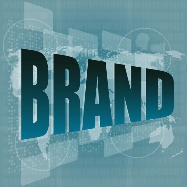 Conceito de marketing: palavras marca na tela digital — Fotografia de Stock