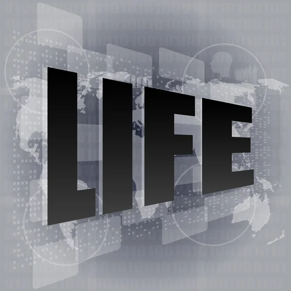 Concepto de estilo de vida: palabras vida en pantalla digital — Foto de Stock