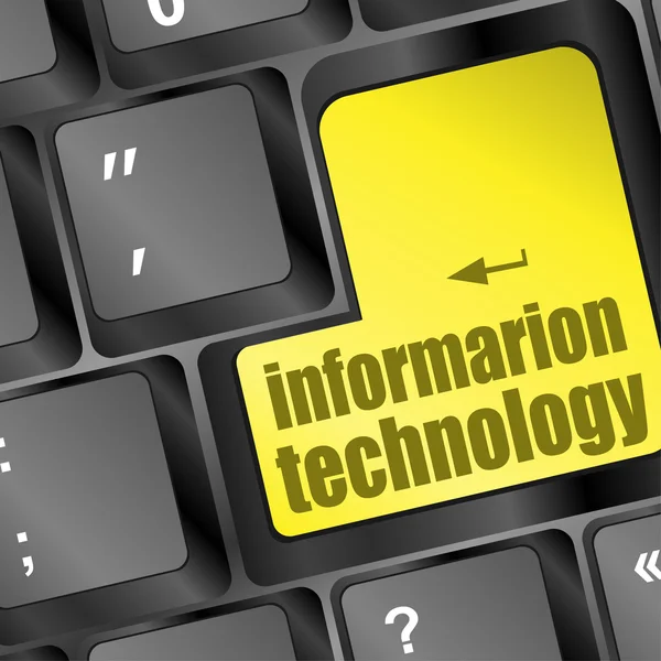 Key with information technology text on laptop keyboard — Stock Photo, Image