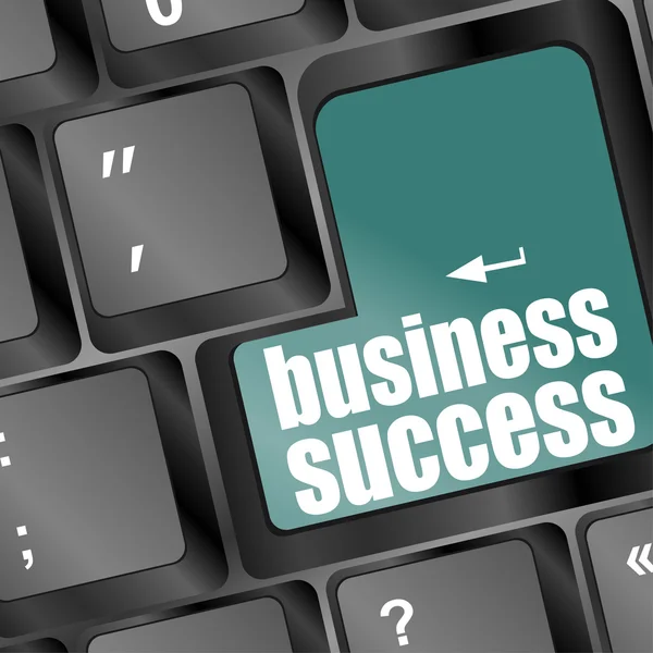 Palabra de éxito empresarial en el botón o clave que muestra la motivación para el trabajo —  Fotos de Stock