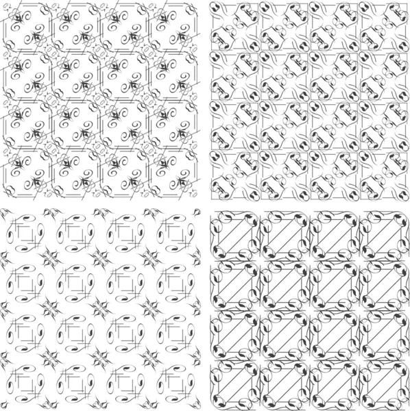 Conjunto de patrones geométricos monocromáticos sin costura. colección de fondo —  Fotos de Stock